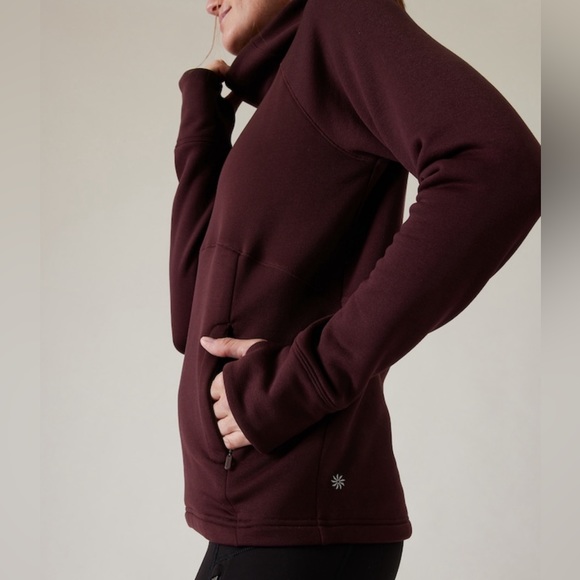 NWT Athleta Polartec Funnel Neck Spice Cabernet Sweatshirt Size Small - Picture 4 of 10